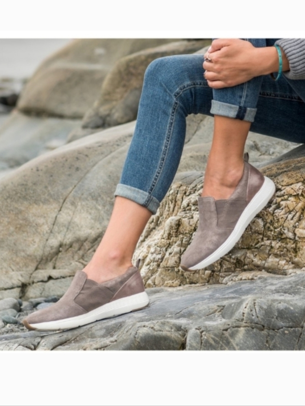 Comfortiva Align Nicole Women's Slip-On Casual Shoe - Smoke Metallic Taupe Sz 9